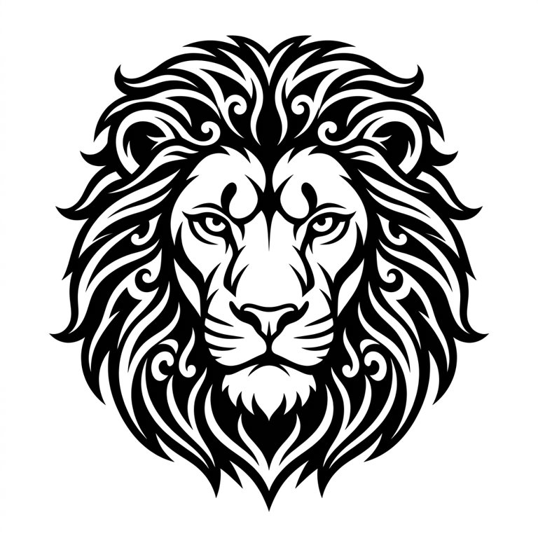 Blackwork lion head tattoo design