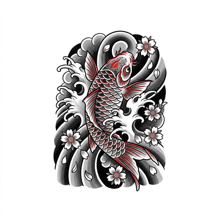 Japanese koi fish tattoo design